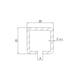 Profil bramowy 20x20mm dł. 3mb OCYNK /2,8kg