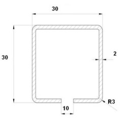 Profil bramowy 30x30x2mm dł. 1,5 m