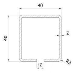 Profil bramowy 40x40x2mm dł. 1,5 m