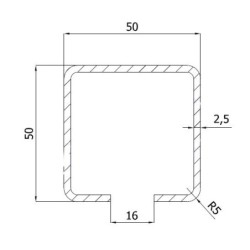 Profil bramowy 50x50 x2,5 mm dł. 1,5m / 5kg