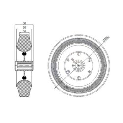 Koło 3 x fi. 200 mm do wózka schodowego, zestaw jezdny kół, N: 200kg / 60-3-KTS