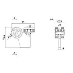 Wózek 3-rolkowy z płaskownikiem, 3 rolki metalowe, do profilu 30x30x2 / G-3M-30