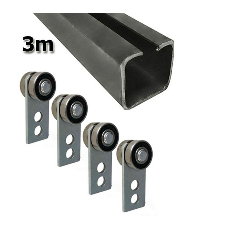 Zestaw do drzwi przesuwnych: szyna 3m 20x20 + 4 wózki P-2M HIT!
