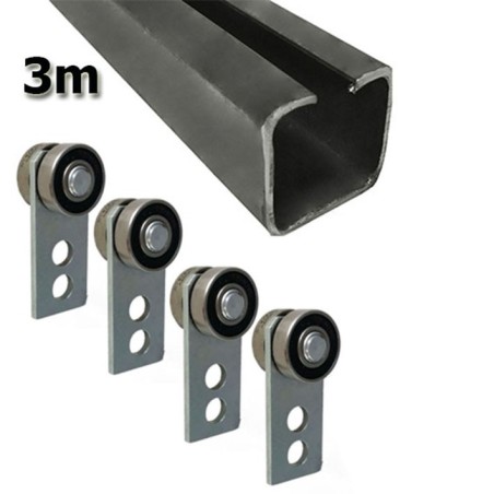 Zestaw do drzwi przesuwnych: szyna 3m 20x20 + 4 wózki P-2M HIT!