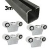Zestaw do drzwi przesuwnych: szyna 3m 30x30 + 4 wózki G-5T