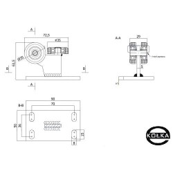 Zestaw do drzwi przesuwnych: szyna 3m 40x40 + 4 wózki 3M