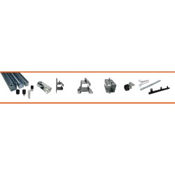 Zestaw do drzwi przesuwnych: szyna 3m 40x40x2mm + 4 wózki P-2T