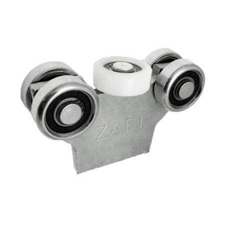 Wózek 5-rolkowy z płaskownikiem, do profilu 50x50x2,5, 4 rolki metalowe, 1 tworzywowa / G-5M-50