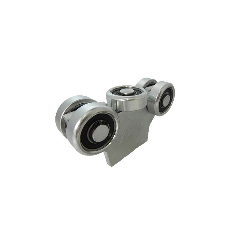 Wózek 5-rolkowy z płaskownikiem, do profilu 50x50x2,5, 5 rolek metalowych / G-5MM-50 Wózek 5-rolkowy z płaskownikiem, do profilu 50x50x2,5, 5 rolek metalowych / G-5MM-50