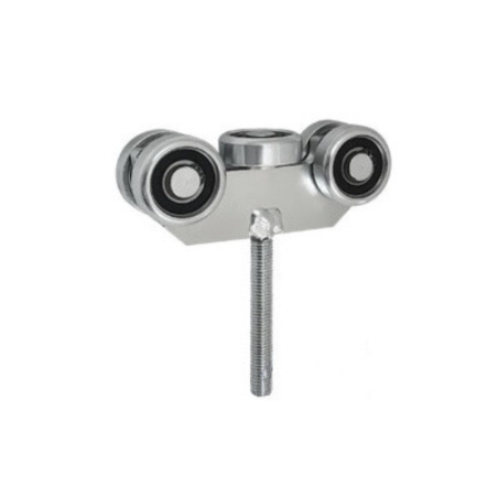 Wózek 5-rolkowy z płaskownikiem i śrubą M12x90, do profilu 50x50x2,5, 5 rolek metalowych / G-5MM-50/M12