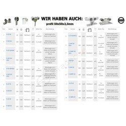 Wózek 5-rolkowy z płaskownikiem i śrubą M12x90, do profilu 50x50x2,5, 5 rolek metalowych / G-5MM-50/M12
