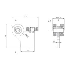 Wózek 3-rolkowy z płaskownikiem, do profilu 60x60x4, dwie rolki metalowe, jedna tworzywowa / G-3M-60/4