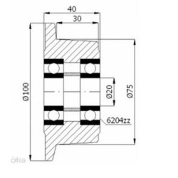 Koło fi. 100 mm kołnierzowe, z litej stali, N: 800kg / V10