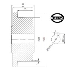 Koło fi. 125 mm kołnierzowe, z litej stali, N: 800kg, bez łożyska / V29