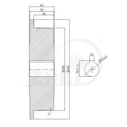 Koło fi. 240 mm kołnierzowe, z litej stali, N: 1500kg, bez łożyska / V69
