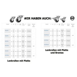 Koło fi. 50 mm, meblowe, tworzywo-poliuretan, obud. skrętna / M52TPU