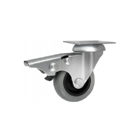 Koło fi. 50 mm, meblowe, tworzywo-poliuretan, obud. skrętna z hamulcem / M52TPUH