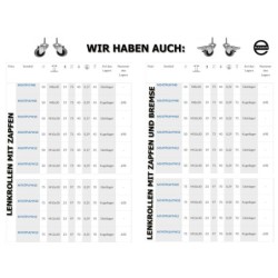 Koło fi. 50 mm, meblowe tworzywo-poliuretan, obud. skrętna, trzpień M12 / M54TPU*M12