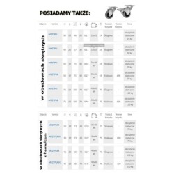 Koło fi. 50 mm, meblowe, łoż. kulk, tworzywo-poliuretan, obud. skrętna, trzpień M12 / M54TPUŁ*M12