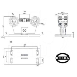 Wózek wahliwy 5 rolek metal, bez regulacji wysokości / W-5MM-80