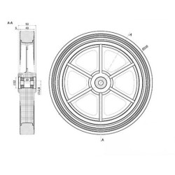 Kółko do kosiarki fi. 310 mm z łożyskiem, otw. 12,8 mm / 310TŁ/12,8