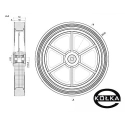 Kółko do kosiarki fi. 310 mm z łożyskiem + śruba z gwintem M8 / 310TŁ/12,8_M8