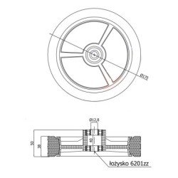 2szt. Kółko do kosiarki fi. 175 mm z łożyskiem /  K175Ł-2