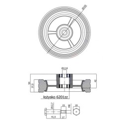 Kółko do kosiarki fi. 150 mm z łożyskiem + śruba z gwintem M8 / K150Ł*M8