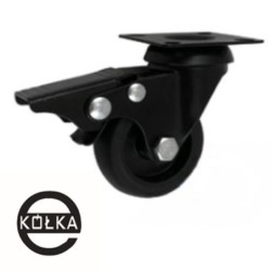 Koło fi. 50 mm, skrętne z ham. N: 40kg CZARNE / M52TCH