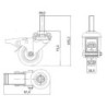 Koło fi. 50 mm skrętne z hamulcem, trzpień M10 N: 40kg / M54TH*M10