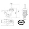 Koło fi. 50 mm skrętne z hamulcem, trzpień M10 N: 40kg / M54TH*M10