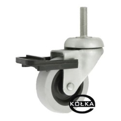 Koło fi. 60 mm skrętne z hamulcem, trzpień M8 N: 40kg / M64TH*M10