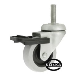 Koło fi. 60 mm skrętne z hamulcem, trzpień M8 N: 40kg / M64TH*M12