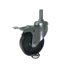 Koło fi. 75 mm skrętne z hamulcem, trzpień M10 N: 70kg / M74BH*M10