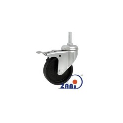 Koło fi. 75 mm skrętne z hamulcem, trzpień M12 N: 70kg / M74BH*M12