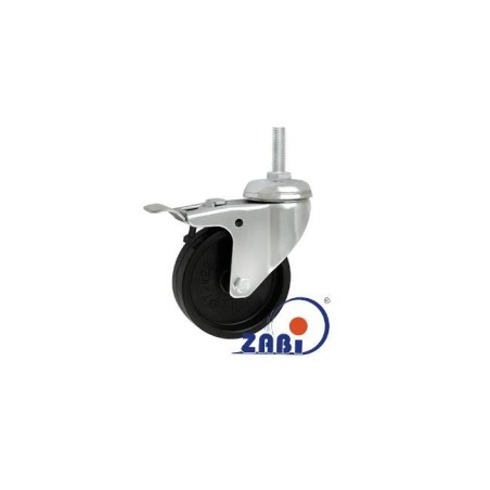 Koło fi. 75 mm skrętne z hamulcem, trzpień M12 N: 70kg / M74BH*M12