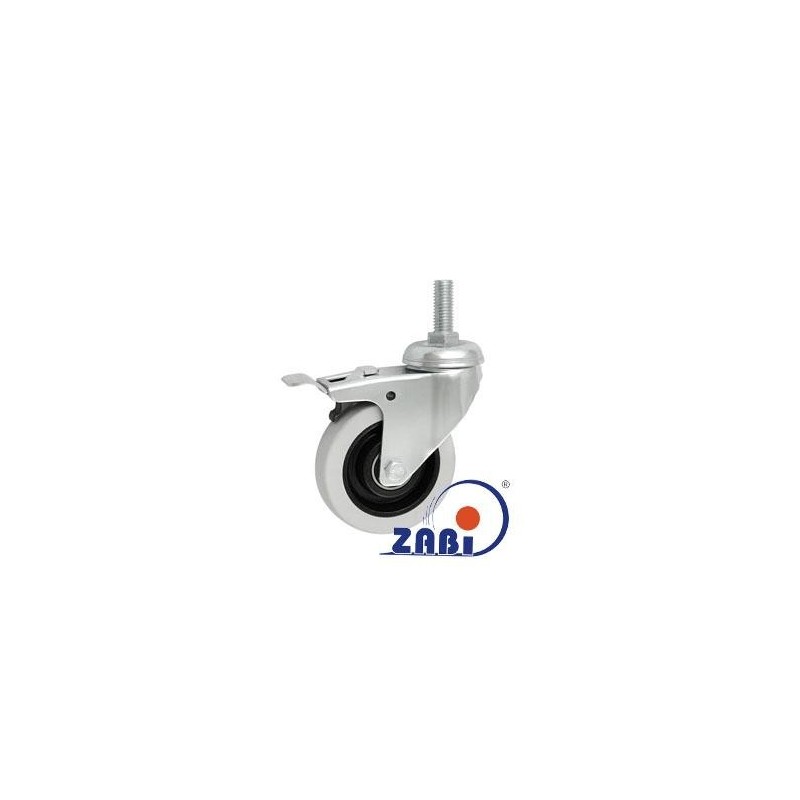 Koło fi. 75 mm skrętne z hamulcem, trzpień M12 N: 70kg, łoż.kulk / M74TŁH*M12