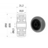 Koło fi. 50mm meblowe tworzywo-poliuretan, otwór 8mm / M50TPU