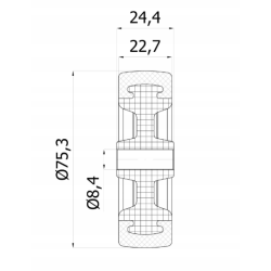 Koło fi. 75mm meblowe tworzywo-poliuretan, otwór 8,5mm / M70TPU
