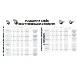 Koło fi. 50mm meblowe tworzywo-poliuretan, loż. kulk, otwór 6mm / M50TPUŁ/6