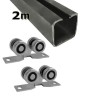 Zestaw do drzwi przesuwnych: szyna 2m 20x20 + 2 wózki 4M