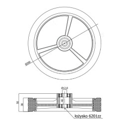 * Zestaw do kosiarki 4 koła fi. 200 mm z łożyskiem + 4 śruby M8
