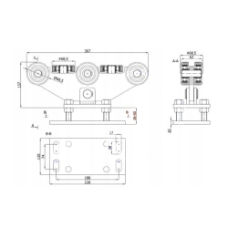 Wózek wahliwy 8 rolek poliamid, z regulacją wysokości / WR-8T-70