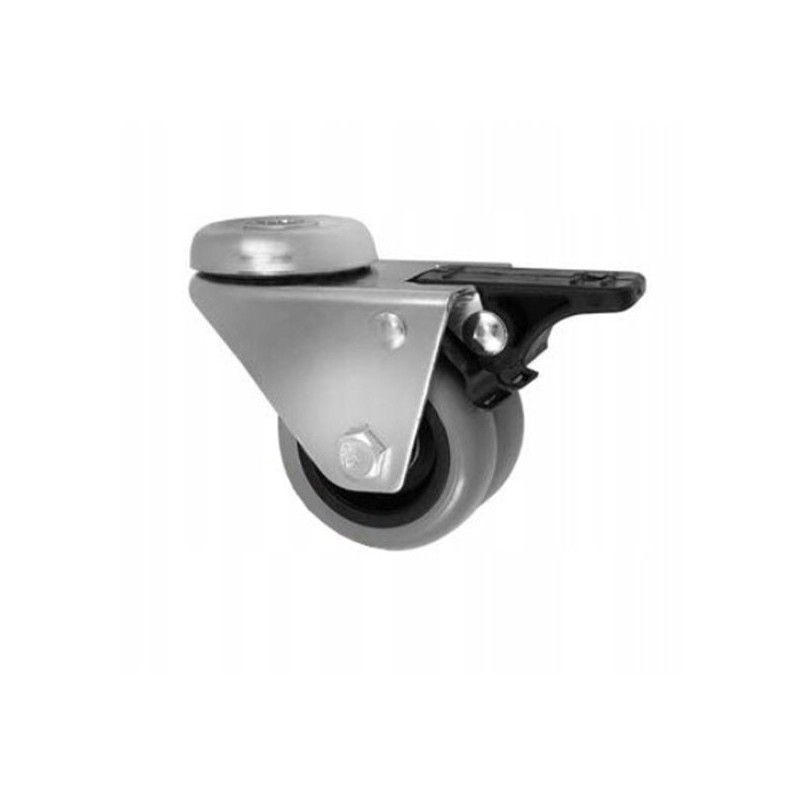 Koło fi. 50mm, meblowe, tworzywo-poliuretan, obud. z otworem i ham, TANDEM / M57TPUH2