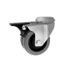 Koło fi. 50mm, meblowe, tworzywo-poliuretan, obud. z otworem i ham, TANDEM / M57TPUŁH2