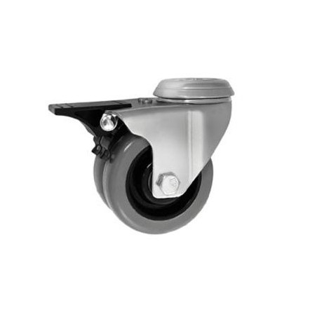 Koło fi. 75mm, meblowe, tworzywo-poliuretan, obud. z otworem i ham., TANDEM / M77TPUH2