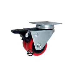 Koło fi. 50mm, meblowe, tworzywo-poliuretan, obud. skrętna z hamulcem, TANDEM / M52TPUH2