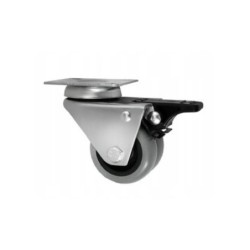 Koło fi. 75mm, meblowe, tworzywo-poliuretan, obud. skrętna z hamulcem, TANDEM / M72TPUH2