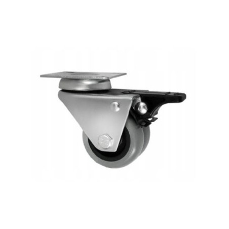 Koło fi. 75mm, meblowe, tworzywo-poliuretan, obud. skrętna z hamulcem, TANDEM / M72TPUH2