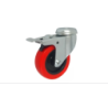 Koło fi. 75mm, meblowe, tworzywo-poliuretan, obud. skrętna z hamulcem / M77TPUH